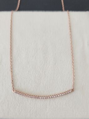 Rose Gold Bar Necklace with Pavé Crystals - Women Jewelry